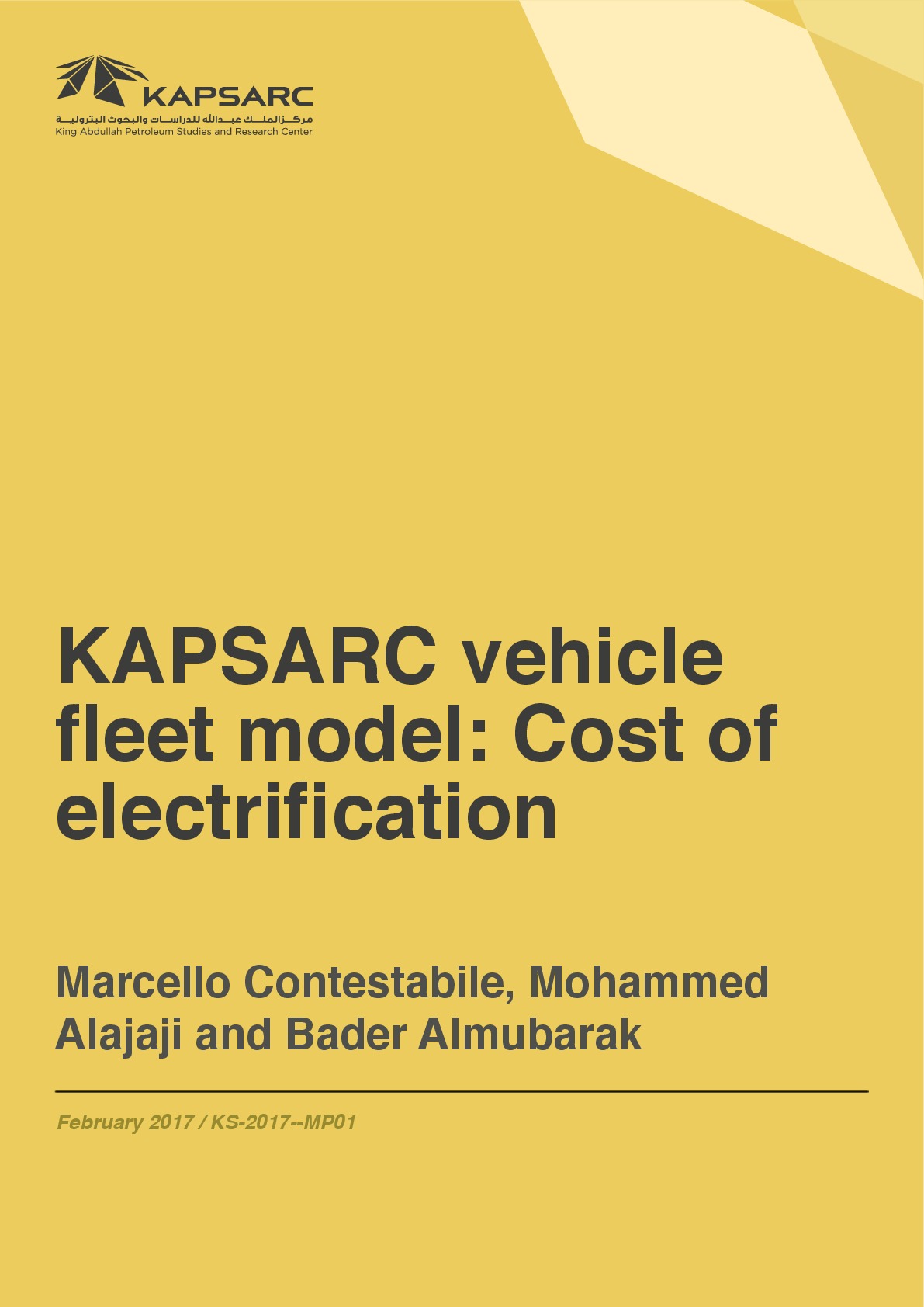 KAPSARC vehicle fleet model: Cost of electrification
