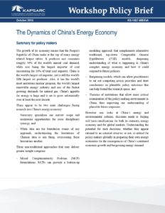 The Dynamics of China’s Energy Economy