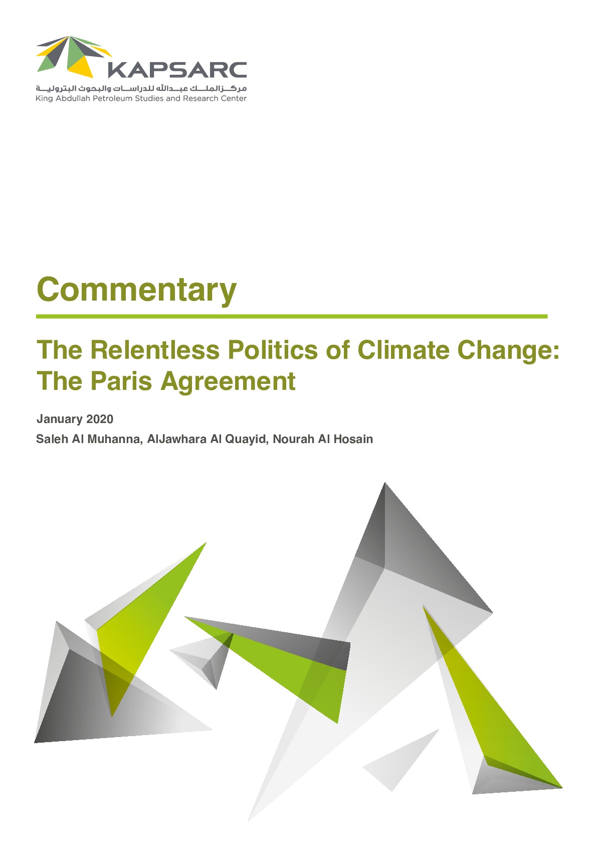 The Relentless Politics of Climate Change: The Paris Agreement
