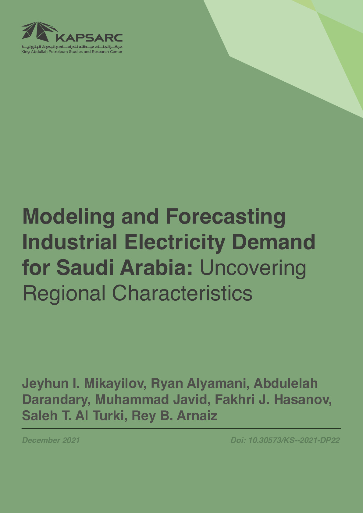 Modeling and Forecasting Industrial Electricity Demand for Saudi Arabia: Uncovering Regional Characteristics