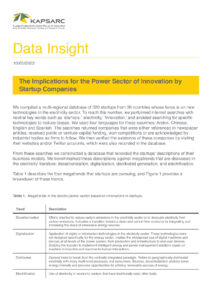 The Implications for the Power Sector from Innovation by Startup Companies