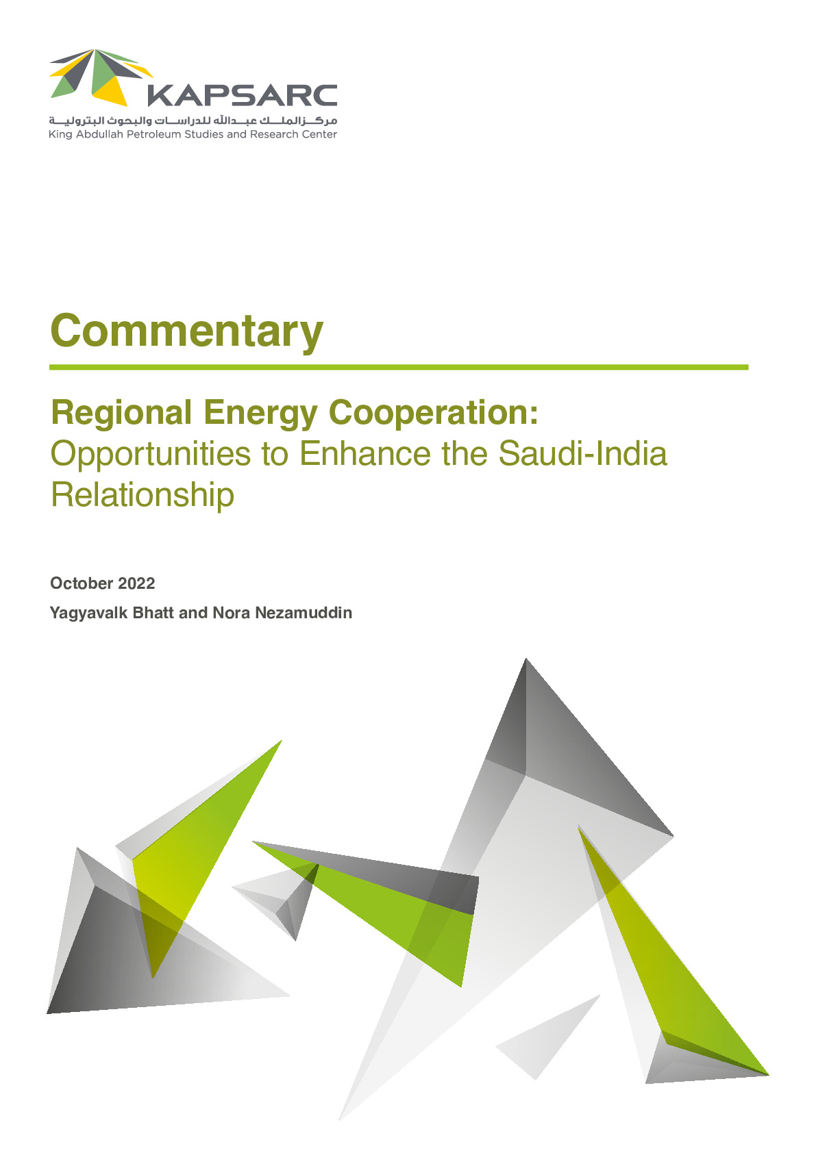 Regional Energy Cooperation: Opportunities to Enhance the Saudi-India Relationship