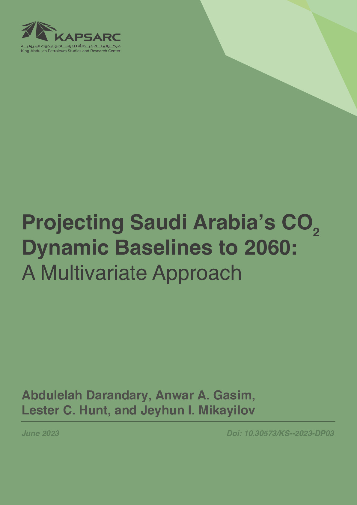 Projecting Saudi Arabia’s CO2 Dynamic Baselines to 2060: A Multivariate Approach
