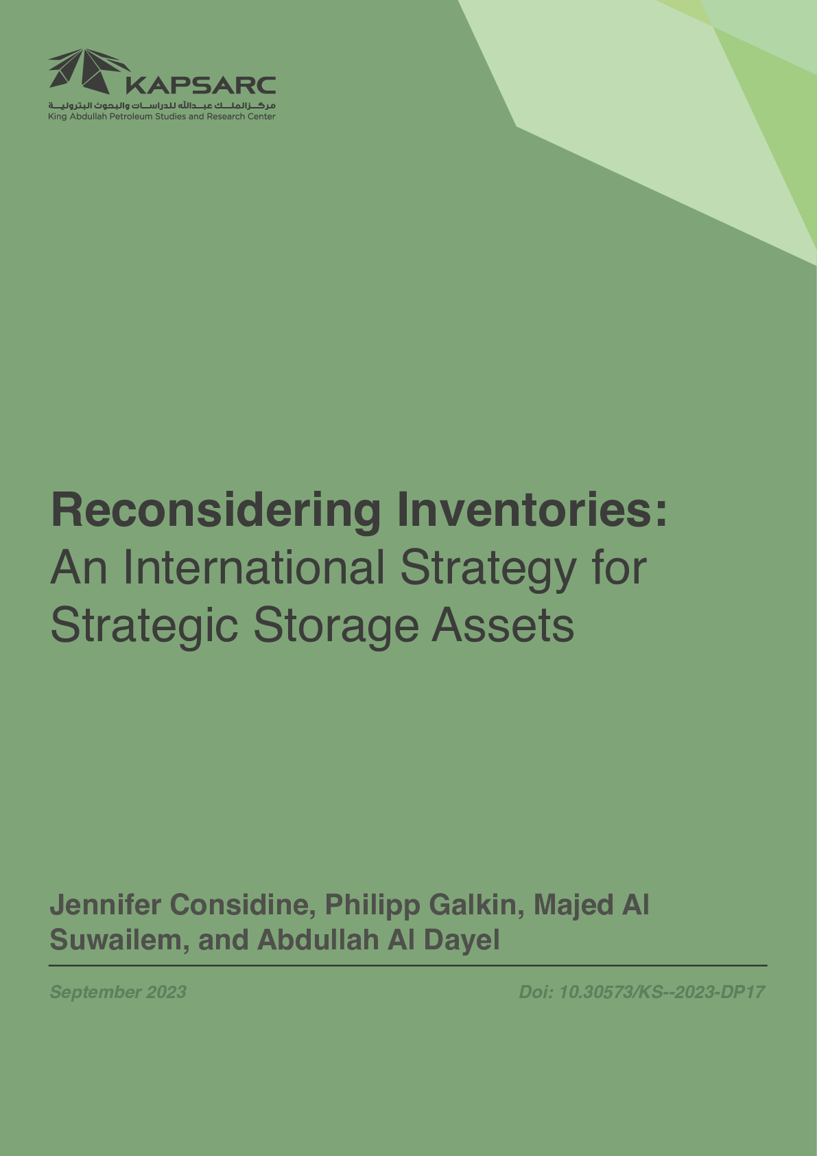 Reconsidering Inventories: An International Strategy for Strategic Storage Assets