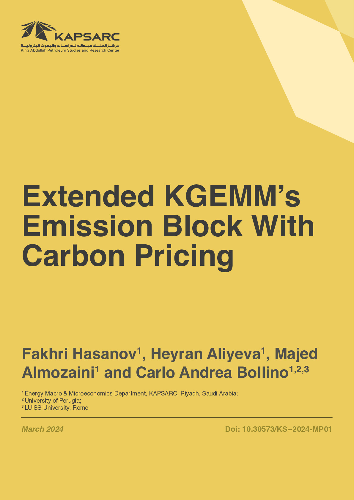 Extended KGEMM’s Emission Block With Carbon Pricing