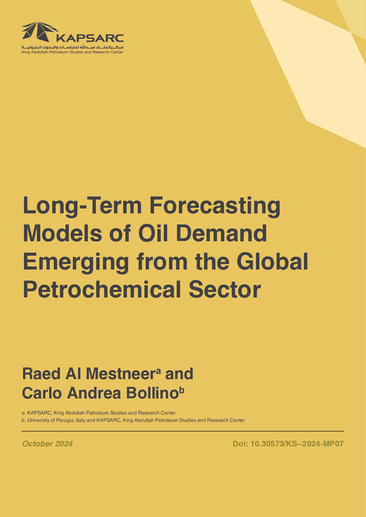 Long-Term Forecasting Models of Oil Demand Emerging from the Global Petrochemical Sector