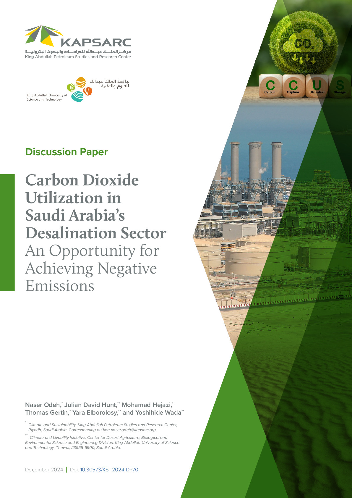 Carbon dioxide utilization in the desalination sector in Saudi Arabia: An opportunity…