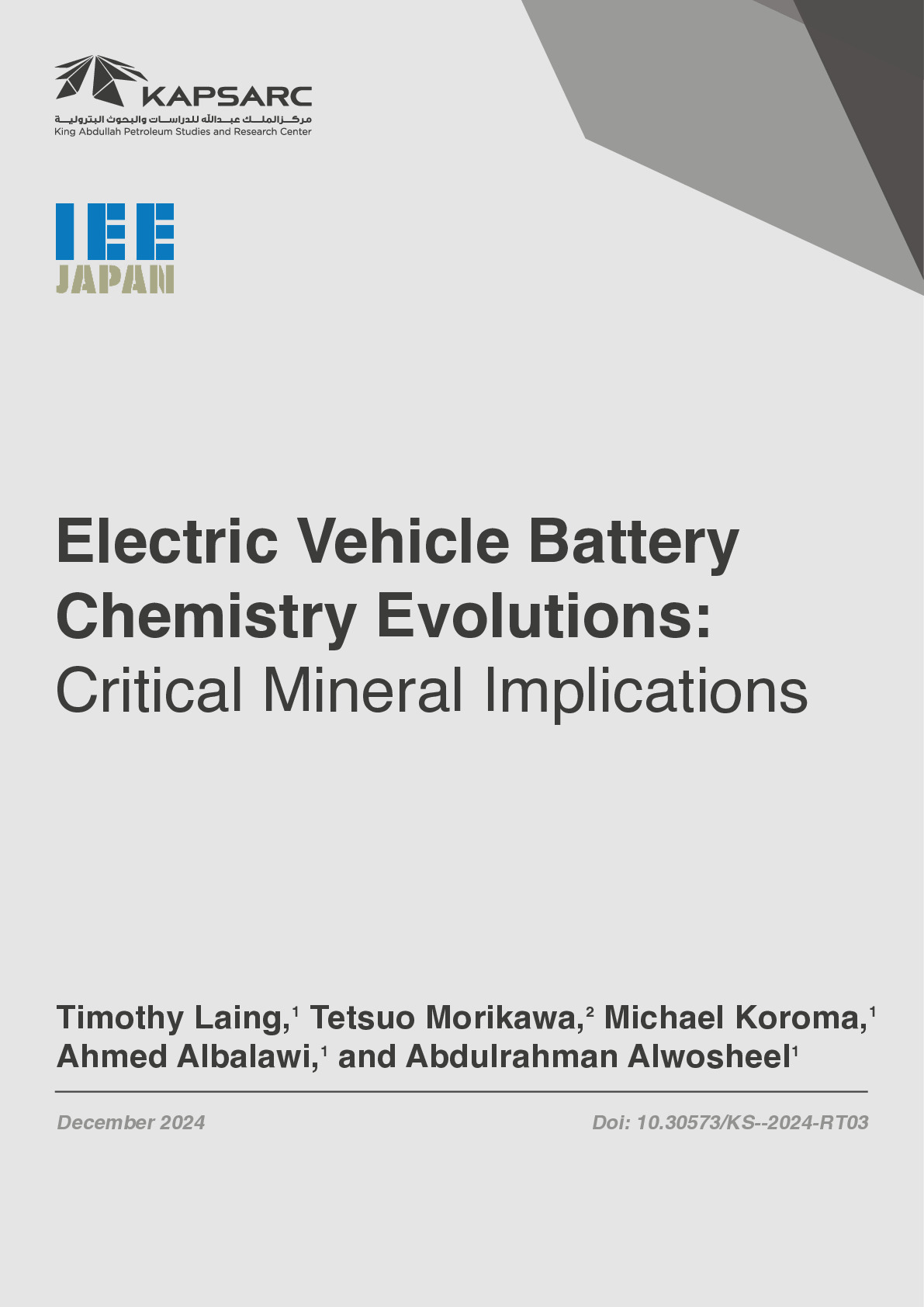 Electric vehicle battery chemistry evolutions: critical mineral implications